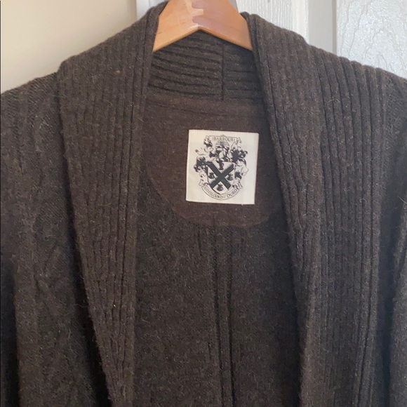 HEATHER CHOCOLATE HEAVY CARDIGAN W/BELT SZ LG - Picture 2 of 9